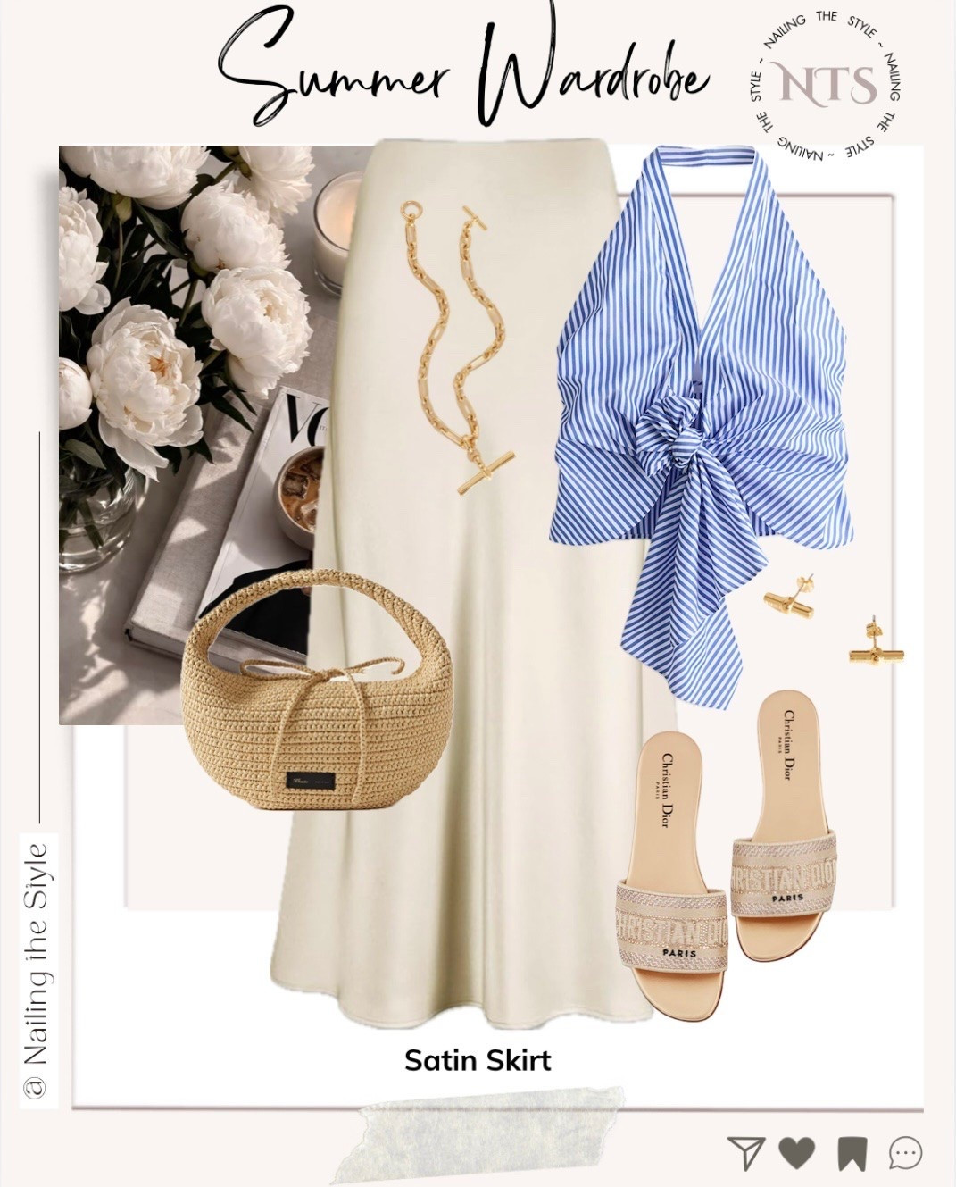 elegance at its finest 🌊 This halter neck blue-and-white striped tie-front top brings all the vacation vibes when paired with a creamy white satin skirt

#LTKsummer #LTKstyletip