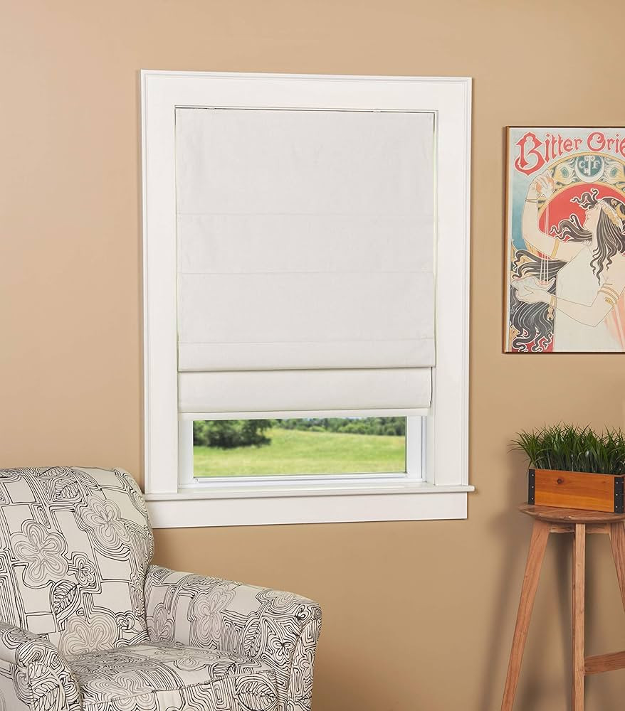 Green Mountain Vista Linen Blend Fabric Blackout Cordless Roman Shade, Size 28" W x 63" L - Color... | Amazon (US)