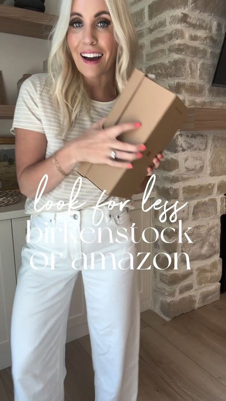 Look for less! These look a lot like the Birkenstocks but are Amazon and so much cheaper! AND I have a code for us. Use code 10chloeeH. I did my normal size, I wore them all day yesterday and there was no break in period and true to size. 

#LTKfindsunder50 #LTKstyletip #LTKsalealert