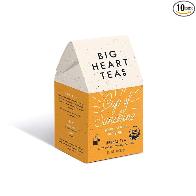 Big Heart Tea Co. Tea Bags - Cup of Sunshine Turmeric and Ginger - Certified Organic, Ayurvedic H... | Amazon (US)
