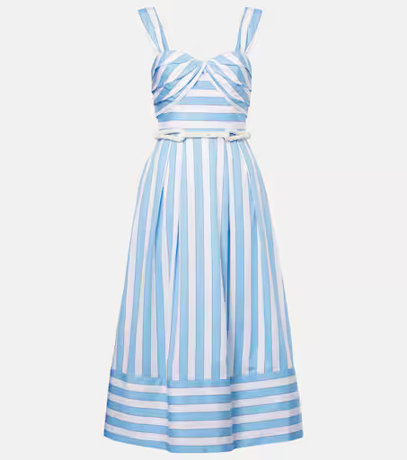 Nilah striped belted cotton midi dress | Mytheresa (UK)