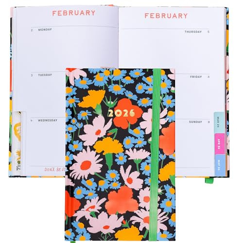 ban.do 12-Month Classic Daily and Weekly Planner Dated January 2026 - December 2026, Hard Cover Self Care Journal, Bound Agenda with Monthly Calendar, Stickers, Art & Bonus Pages (Black Floral) | Amazon (US)