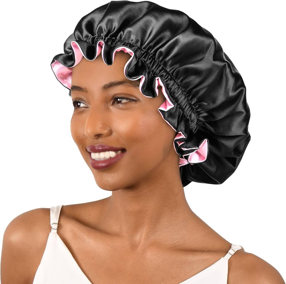 YANIBEST Silk Satin Bonnet for Sleeping Double Layer Adjustable Bonnet for Women Curly Natural Ha... | Amazon (US)