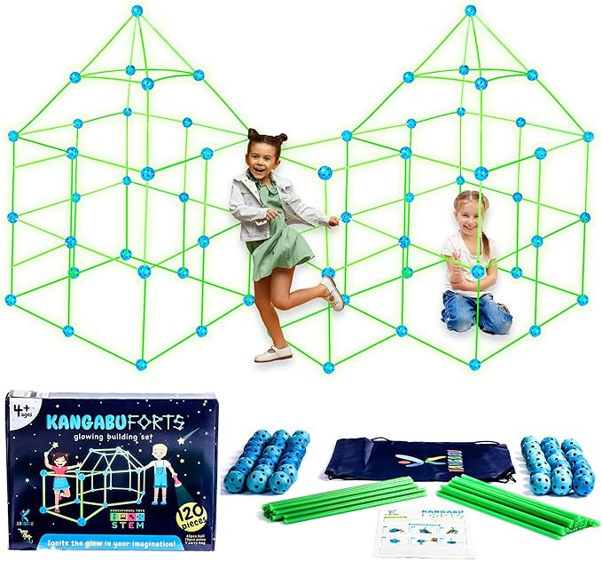 Kangabu Fort Building Kit - 120 Pieces - Glow Fort Building Set for Kids Ages 4-11 - Kids Fort Bu... | Amazon (US)