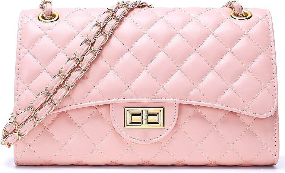 Quilted Leather Crossbody Bags for Women Trendy Ladies Shoulder Purse Satchel HandBag with Chain ... | Amazon (US)
