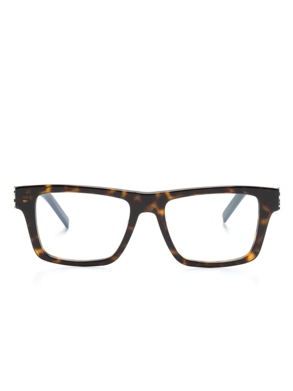Saint Laurent Eyewear tortoiseshell square-frame glasses - Brown | Farfetch Global