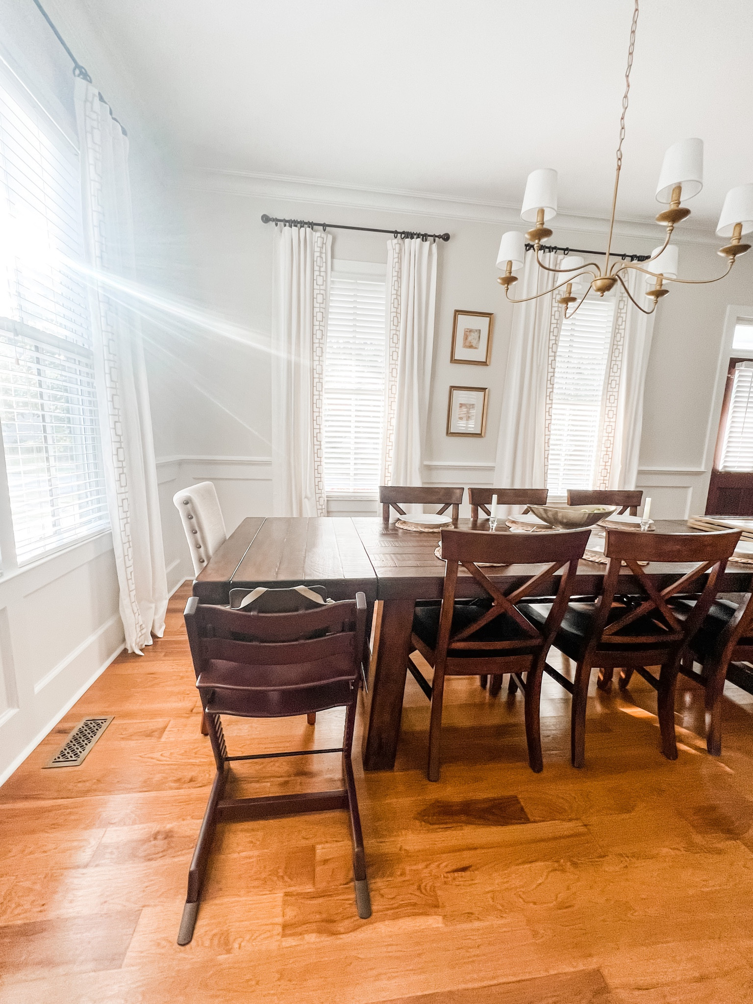 This high chair fits in perfectly with our dining set! Shop the chair and all the details of our dining room on my LTK! 
.
.
#stokke #highchair #baby #toddler #infant #child #chair #diningroom #chairs #chandelier #drapes #curtains #tablescape #potterybarn #ballard #artwork #emilypope 

#LTKhome #LTKFind #LTKkids