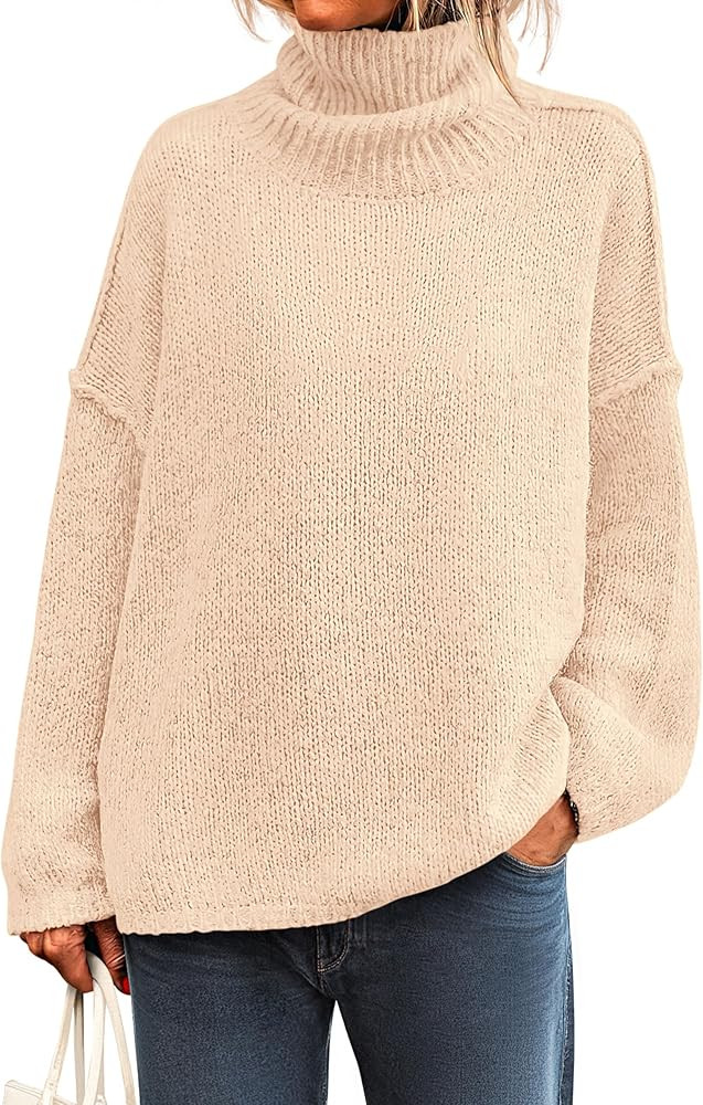 PRETTYGARDEN Womens Turtleneck Long Sleeve Sweater 2025 Fall Trendy Loose Fit Knit Tops Oversized... | Amazon (US)