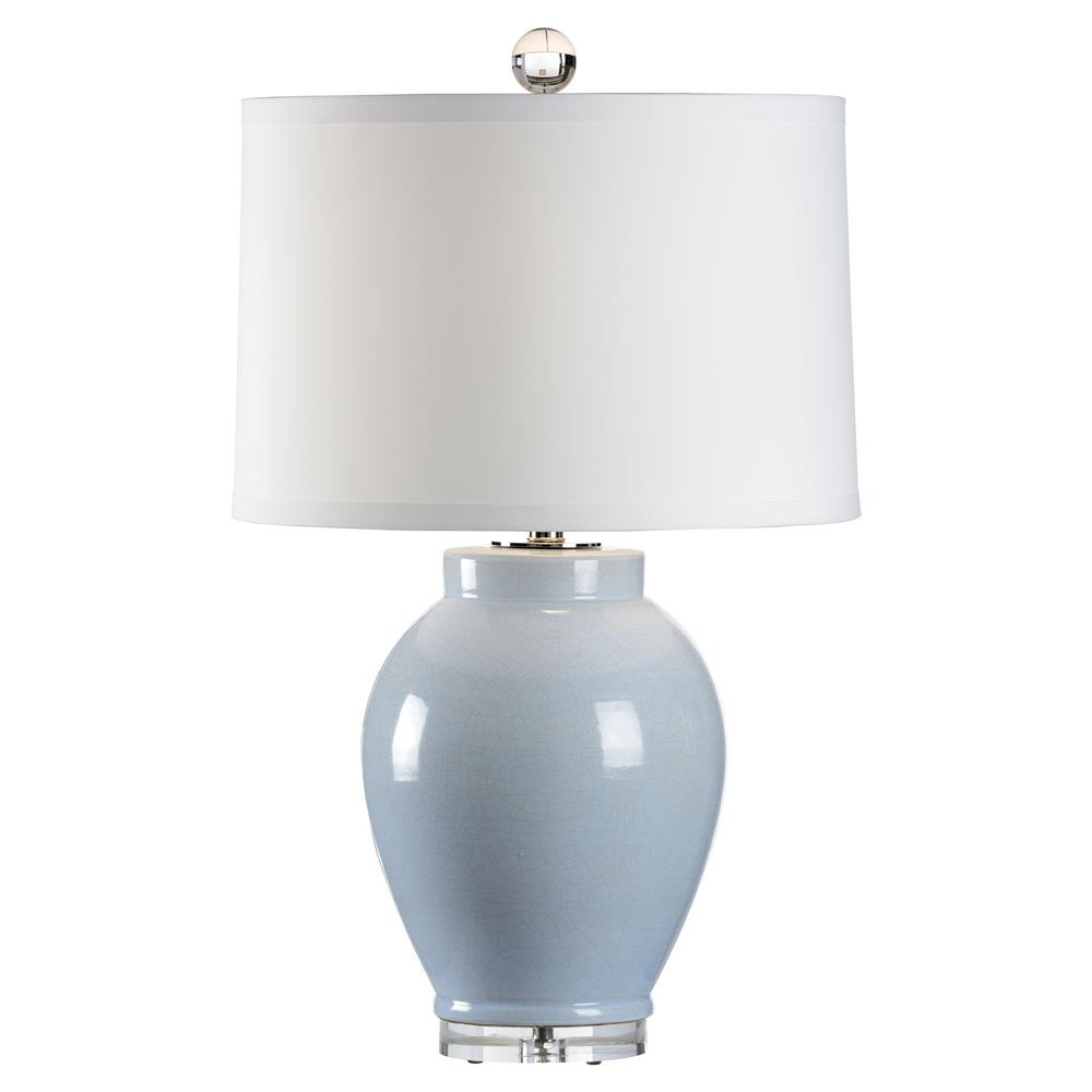 Haylie Coastal Beach Light Blue Crackle Glazed Ceramic Table Lamp | Kathy Kuo Home