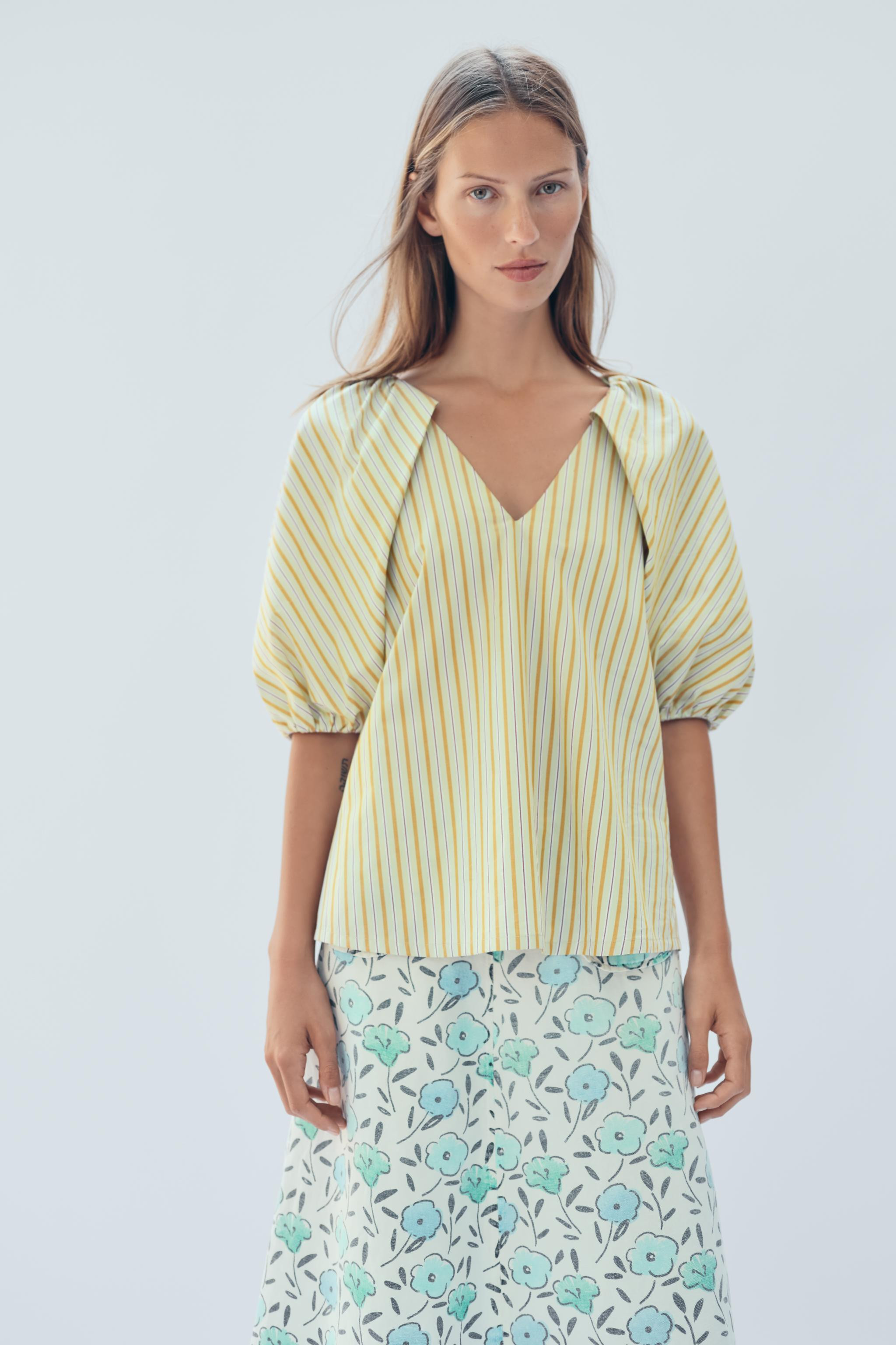 LIMITED EDITION STRIPED PUFF SLEEVE BLOUSE | Zara Canada