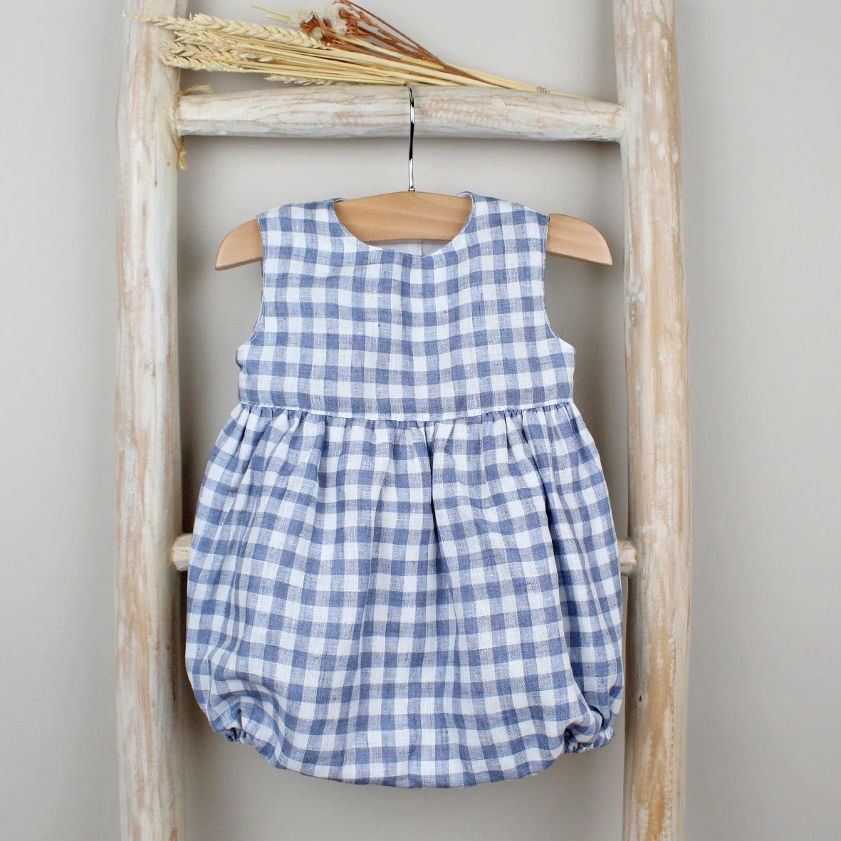 PUKATUKA BOYS BLUE GINGHAM ROMPER | Dear James