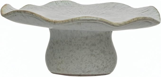 Stoneware Mushroom Shaped Pedestal, Cream Reactive Glaze | Amazon (US)
