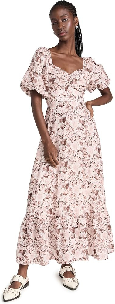 English Factory Women's Linen Floral Maxi Dress | Amazon (US)