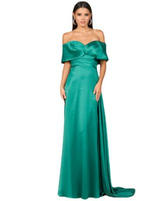 Lara Women's Off Shoulder Satin Dress - Dark green | Macy's