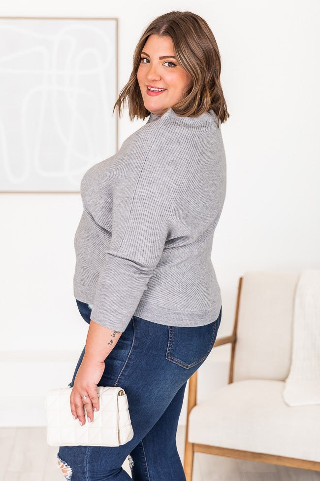 Feeling Your Best Grey Off The Shoulder Ribbed Sweater | Pink Lily