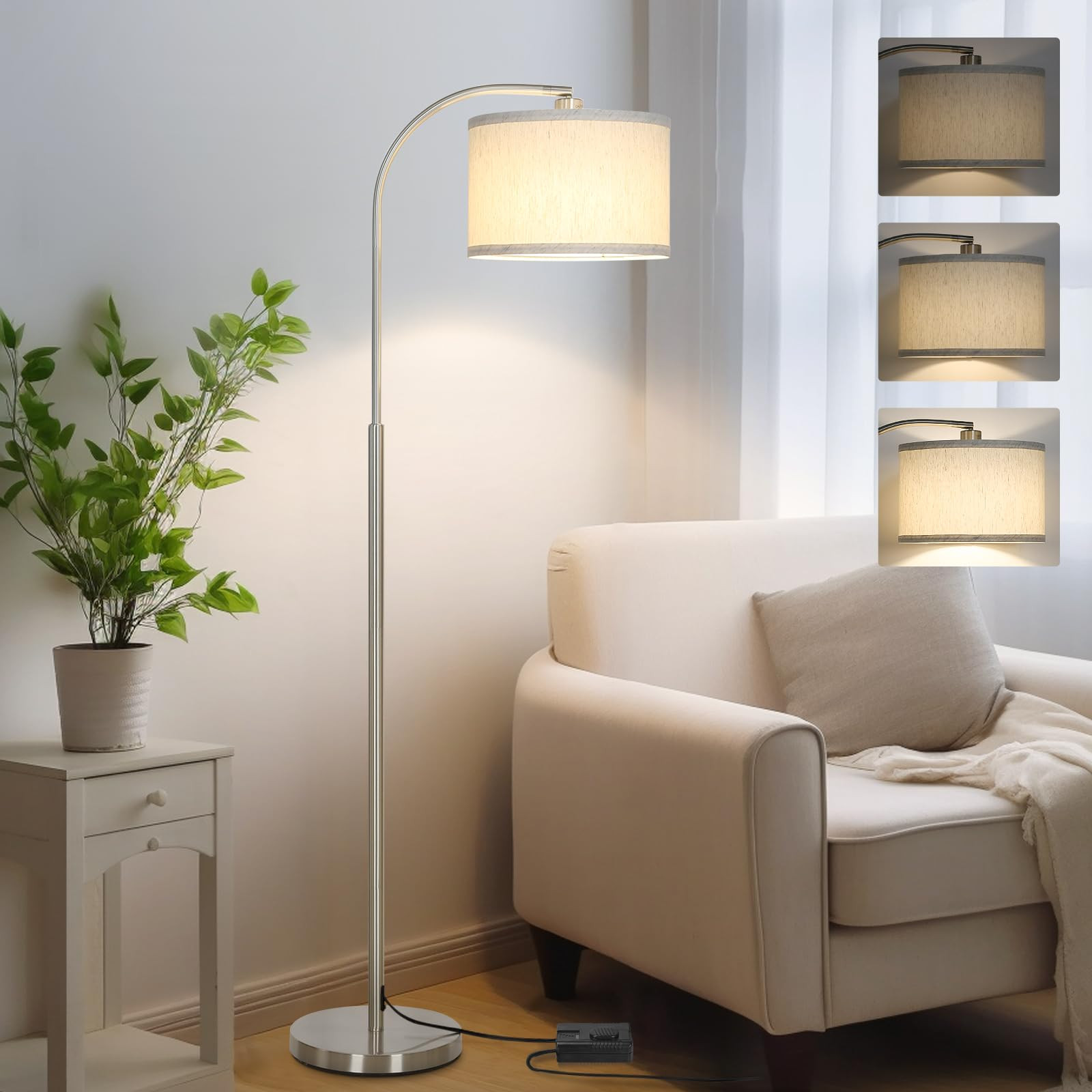 Boncoo Arc Floor Lamp, Dimmable Floor Lamp for Living Room, Standing Lamp with Adjustable Drum Sh... | Amazon (US)