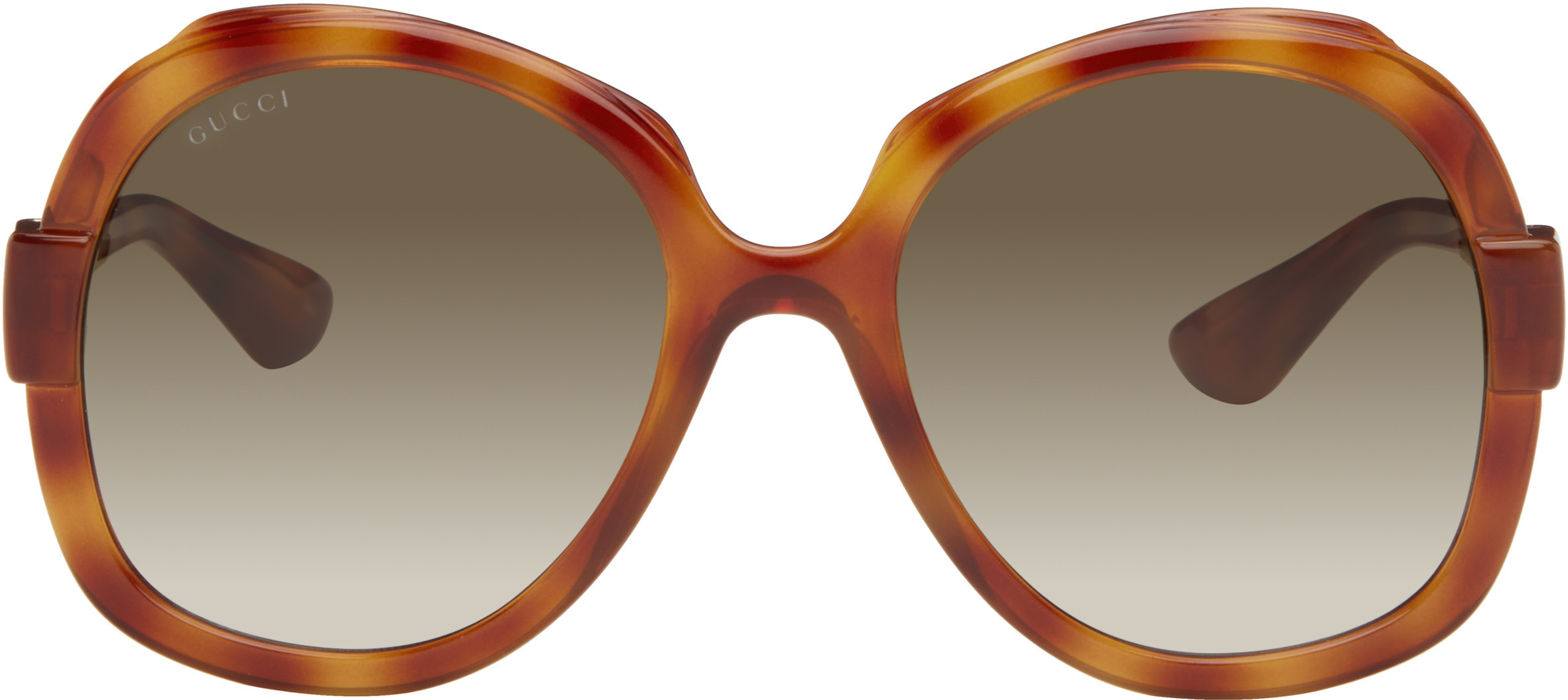Gucci Brown Saint Tropez Tortoiseshell Oversized Sunglasses | SSENSE