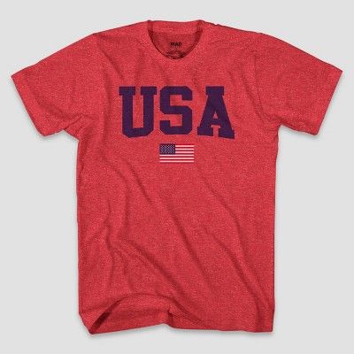 Men's USA Short Sleeve Graphic T-Shirt - Heather Red | Target