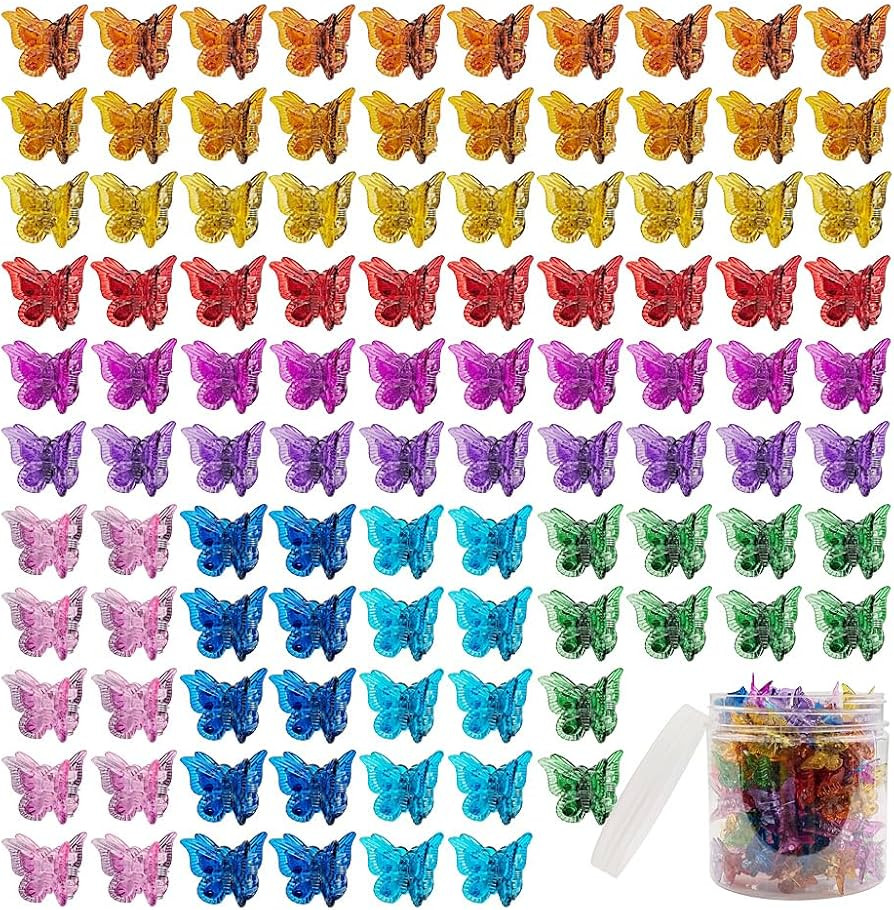 100 Pieces Assorted Color Butterfly Hair Clips, Beautiful Mini Butterfly Hair Clips Hair Accessor... | Amazon (US)
