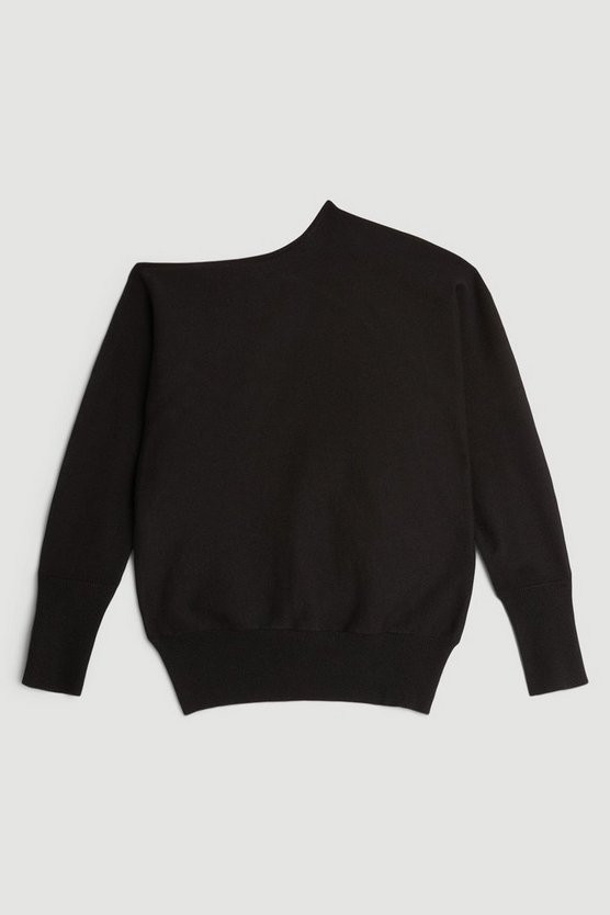 Viscose Blend Knitted Lounge Drop Shoulder Slouchy Top | Karen Millen US