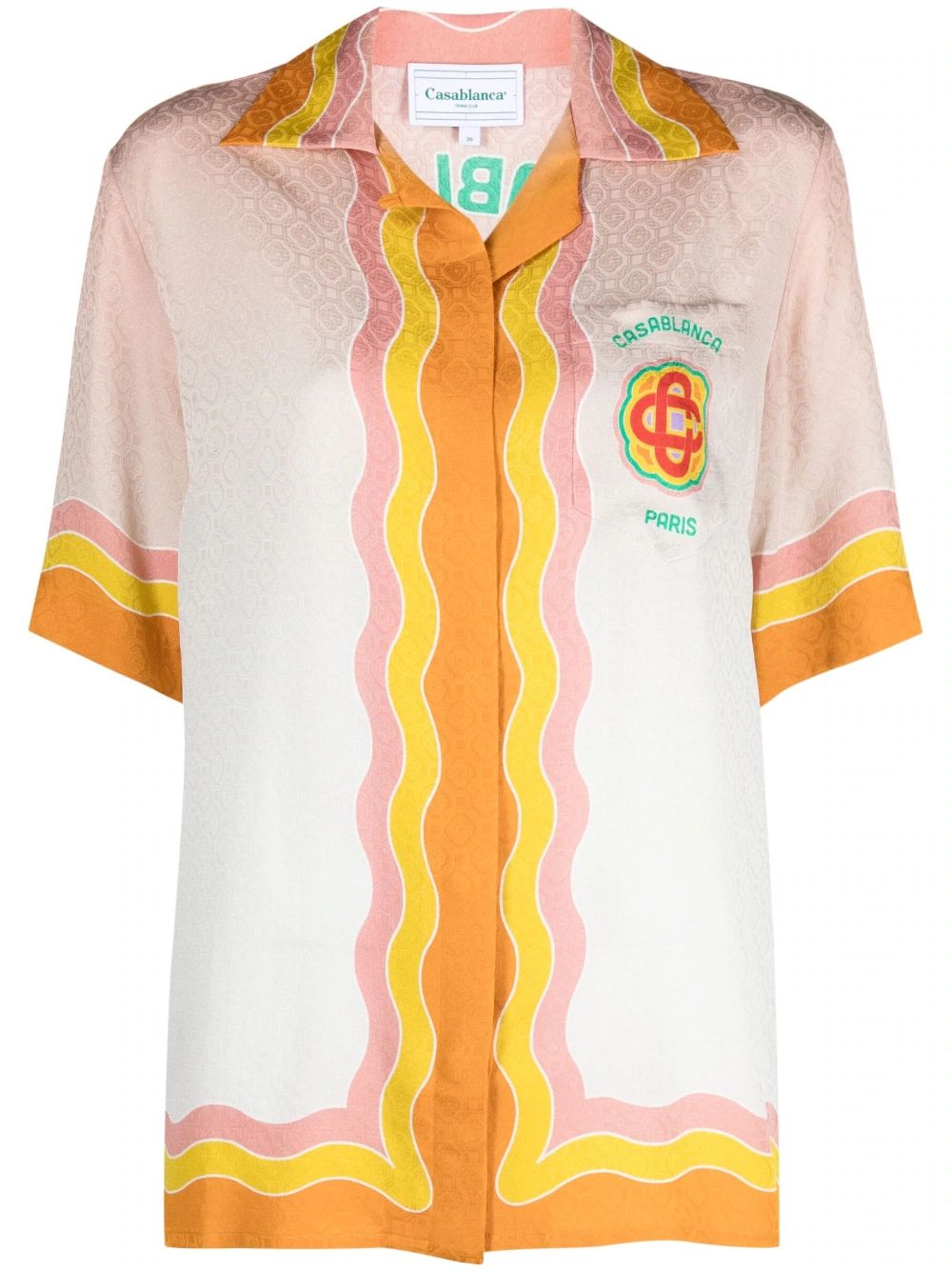 Casablanca Rainbow Monogram Printed silk-jacquard Shirt  - Farfetch | Farfetch Global