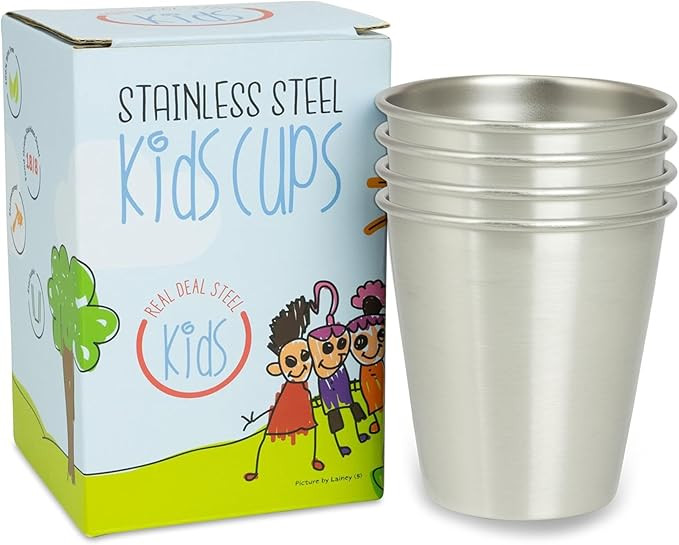Stainless Steel Kids Cups - Metal Cups for Children and Toddlers, Premium 10 oz Stackable Drinkin... | Amazon (US)