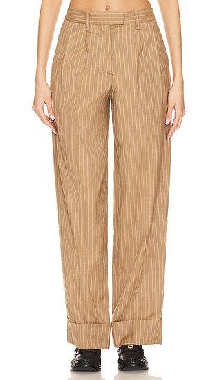 Marianne Wool Pant in Camel Stripe | Revolve Clothing (Global)