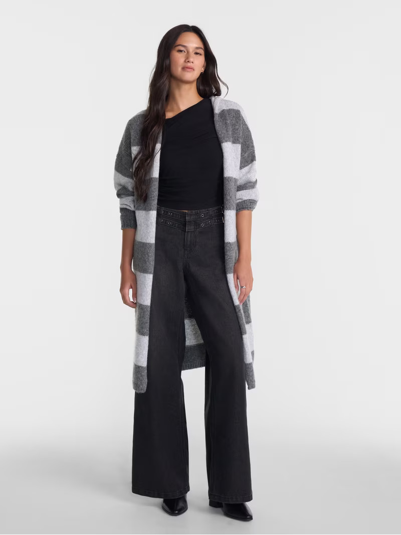 No Boundaries Striped Duster Sweater with Hood, Midweight, Women's and Women's Plus XXS-4X | Walmart (US)