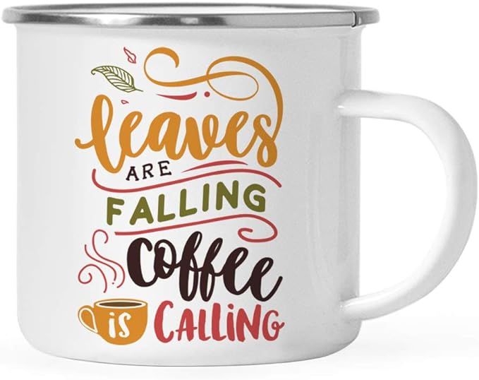 Andaz Press Fall Autumn Season 11oz. Stainless Steel Campfire Coffee Mug Gift, Leaves are Falling... | Amazon (US)