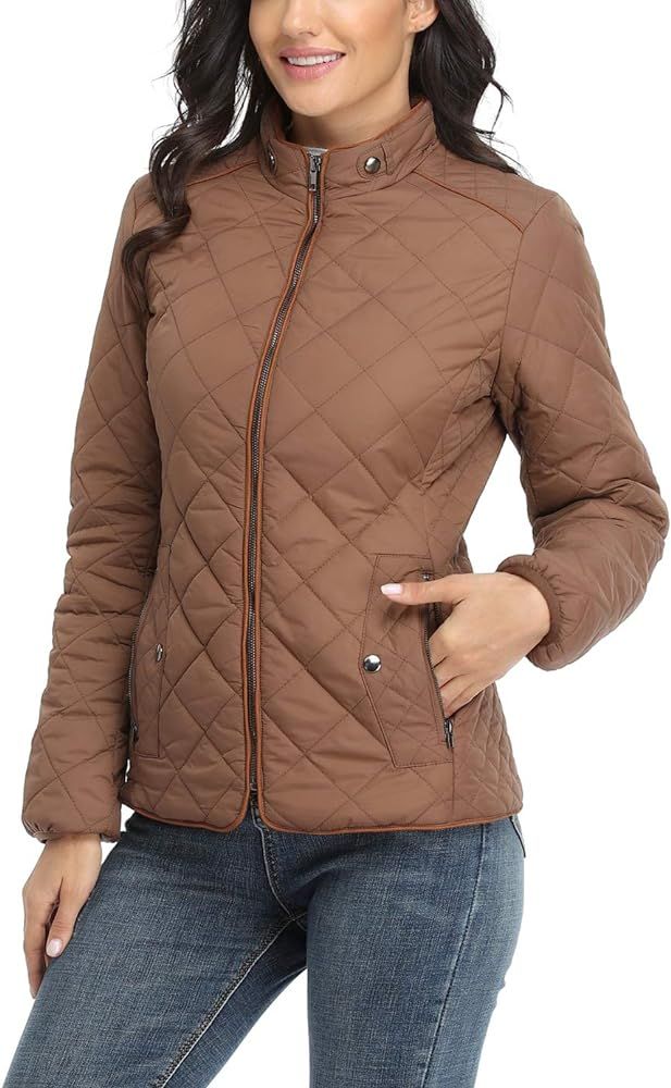 Anienaya Women's Lightweight Quilted Jacket Stand Collar Fully Lined Zip Warm Outwear w 2 Pockets... | Amazon (US)