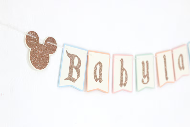 Disneyland Baby Shower Banner | Disney Baby Shower | Disney Theme Baby Shower | Baby Girl Shower ... | Etsy (US)