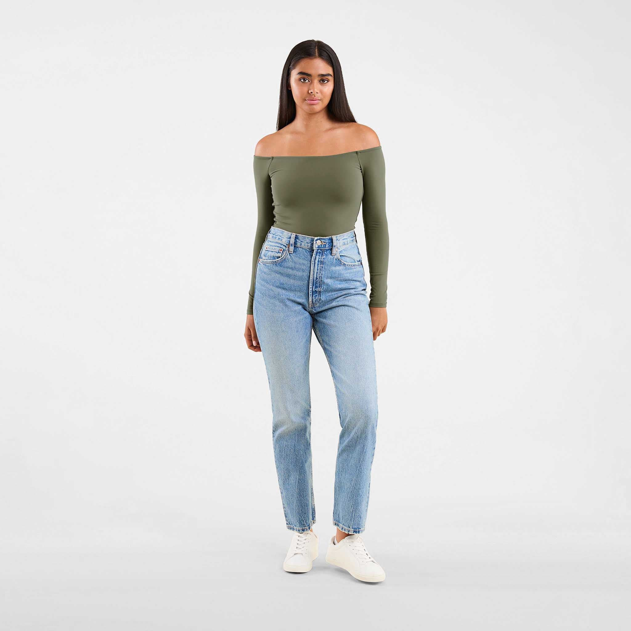 Off The Shoulder Bodysuit | Olive | Nuuds US