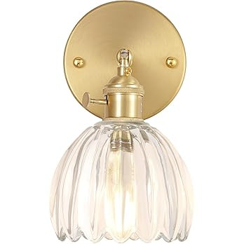 Vintage Wall Sconces with Transparent Tulip Glass Lampshade 180 Degree Adjustable Brass Sconces H... | Amazon (US)