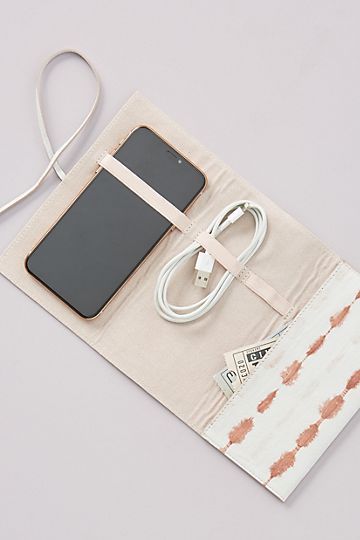 Shibori-Dyed Leather Roll-Up Tech Pouch | Anthropologie (US)