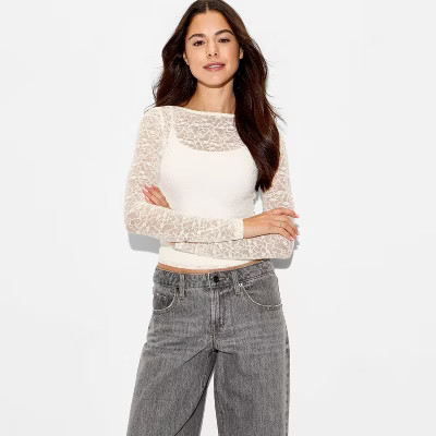 Women's Long Sleeve Back Lace Blouse - Wild Fable™ | Target