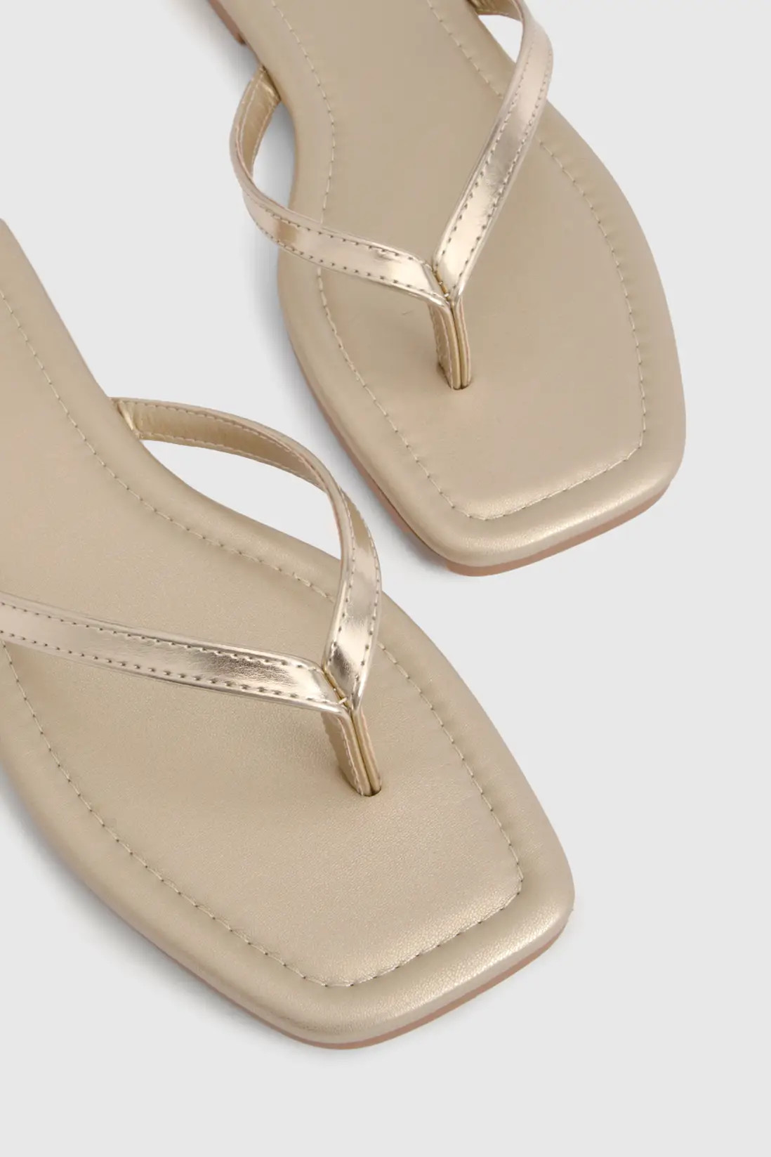 Gold Square Toe Flip Flops | Boohoo | Boohoo.com (UK & IE)