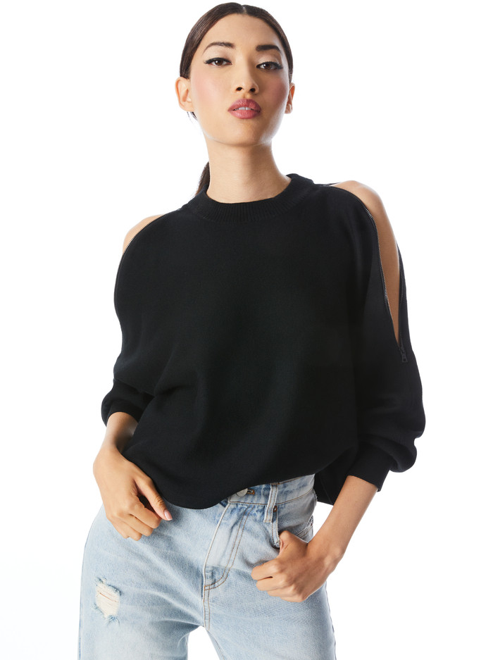 TERA CUTOUT SHOULDER PULLOVER | Alice + Olivia