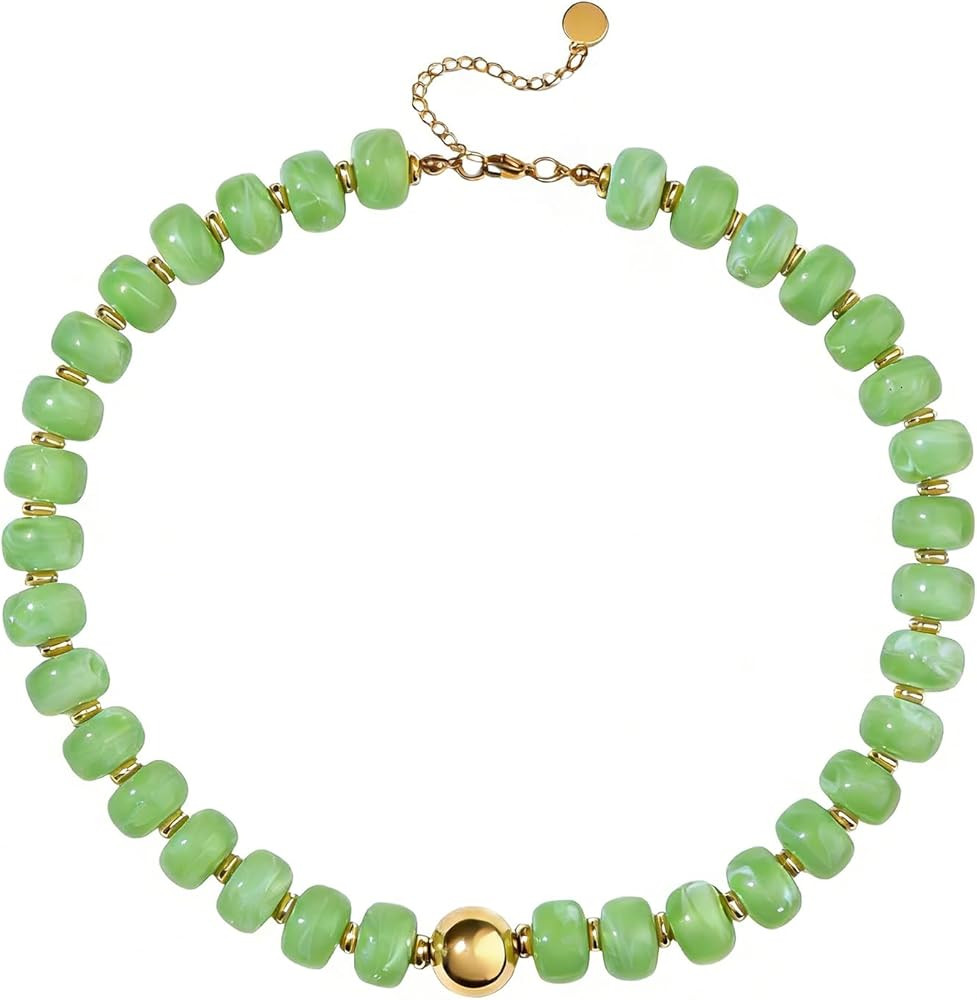 Amazon.com: joymiao Colorful Beaded Gemstone Necklace for Women Beaded Necklaces Chunky Necklace ... | Amazon (US)