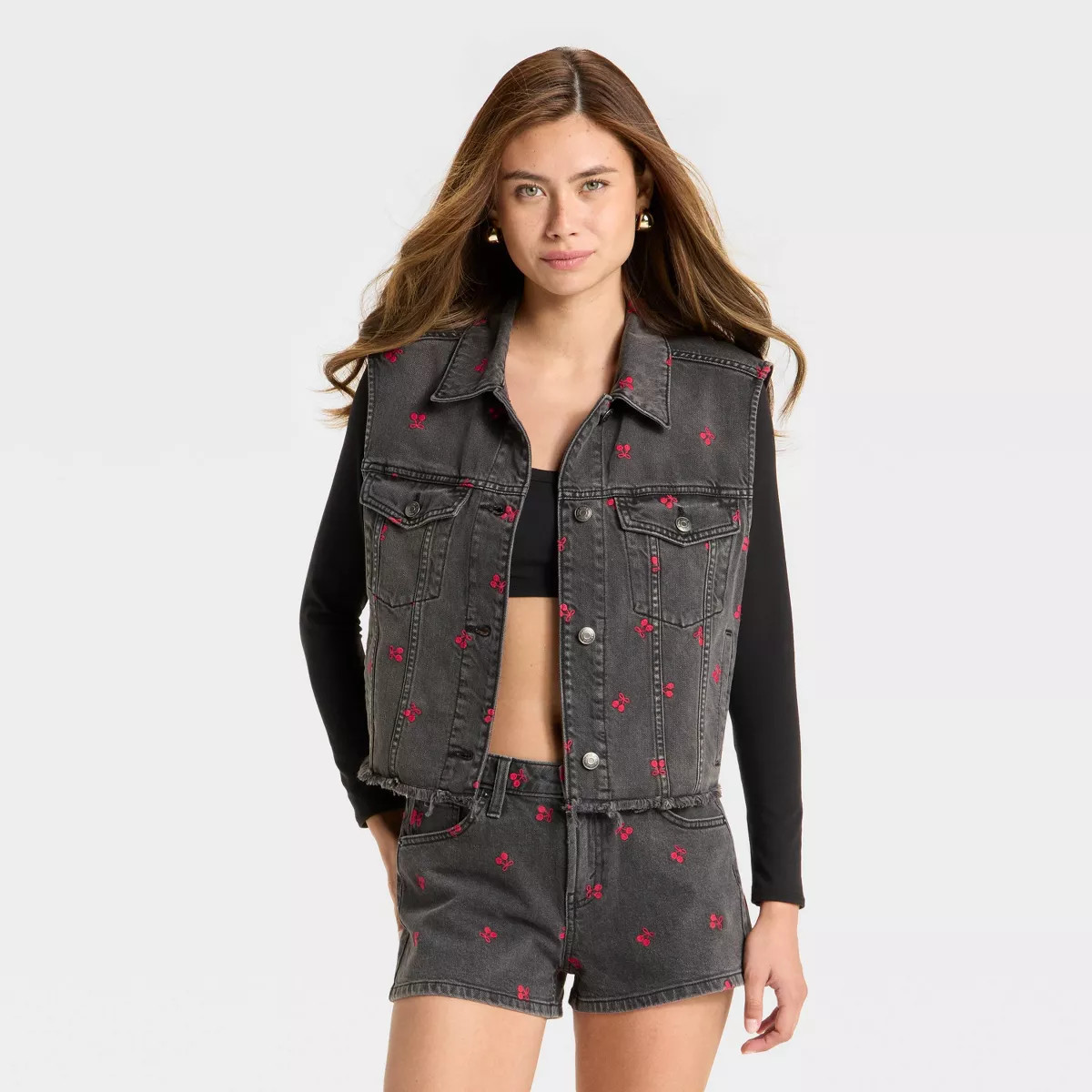 Women's Denim Oversized Trucker Vest - Wild Fable™ Black Wash | Target