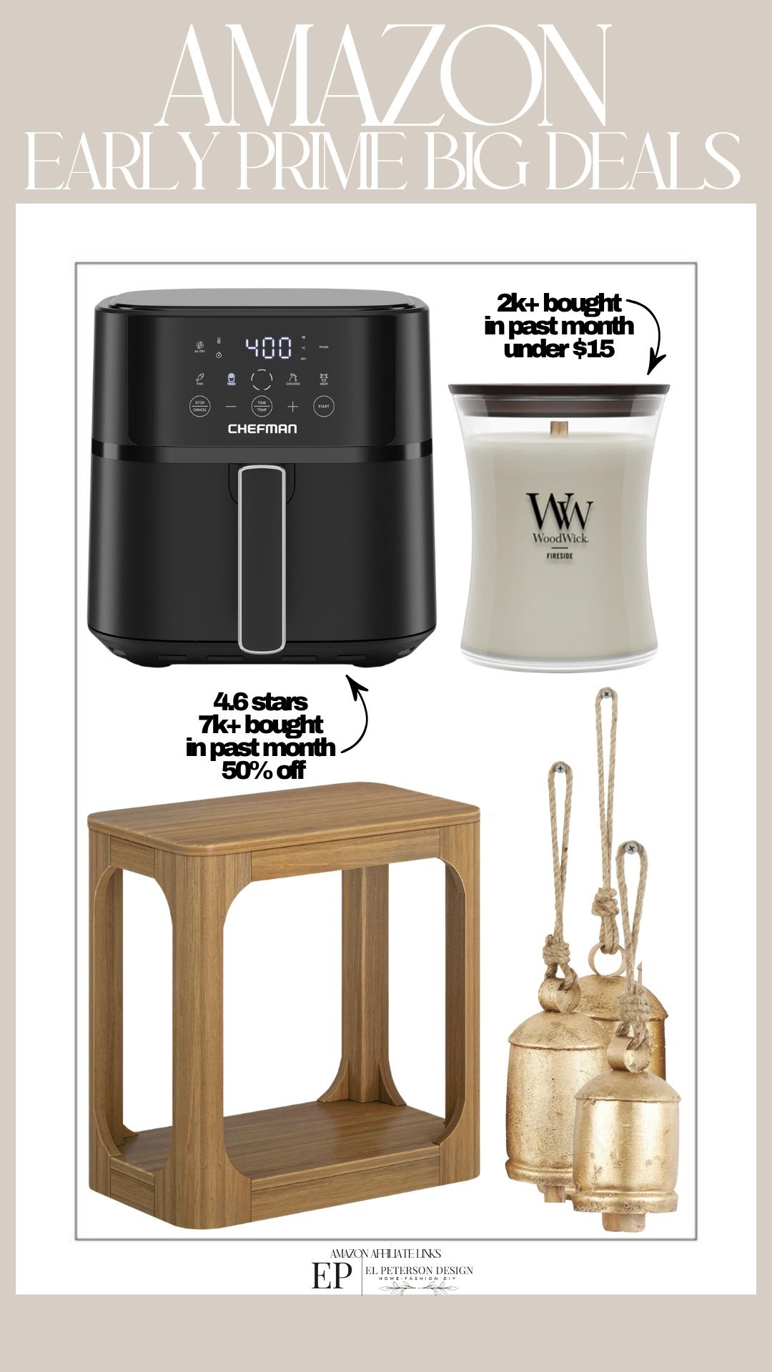 Amazon
Early Prime Big Deals
Accent Table
Air fryer
Bells
Candle

#LTKHome #LTKSaleAlert