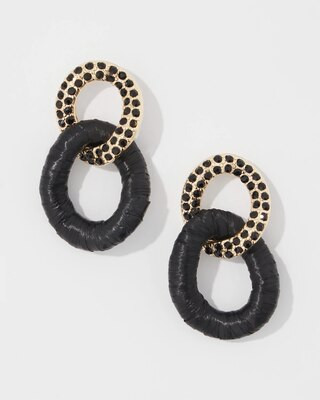 Black Raffia + Crystal Drop Earrings | White House Black Market