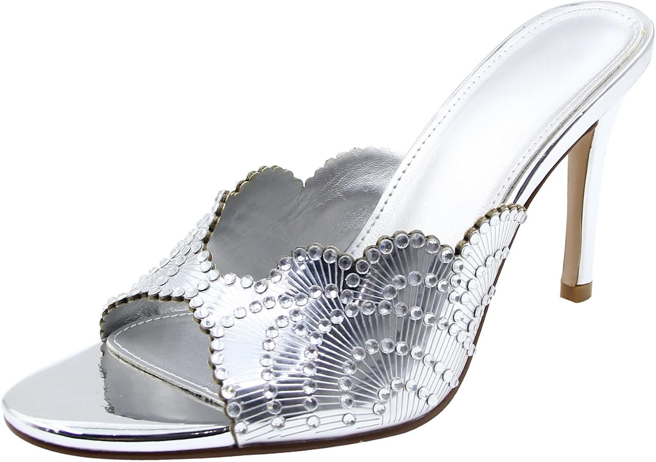 Women's Open Toe Dressy Flower Rhinestone High Heel Sandals for Wedding Dress Party Evening Daily... | Amazon (US)