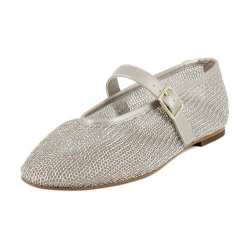 Steve Madden Women's Dreaming Ballet Flat, Light Gold Mesh, 10 | Amazon (US)