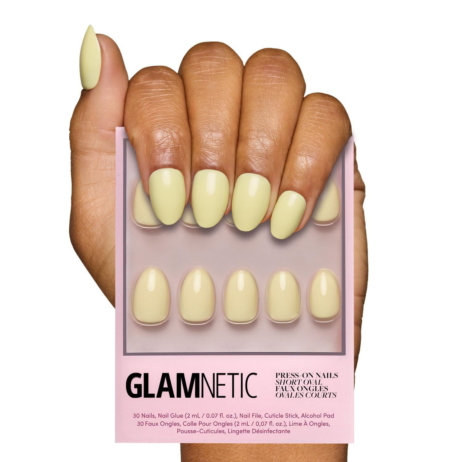 Glamnetic Press On Nails - Pastel Yellow | Short Oval Yellow Fake Nails with Glossy Finish, Salon... | Amazon (US)