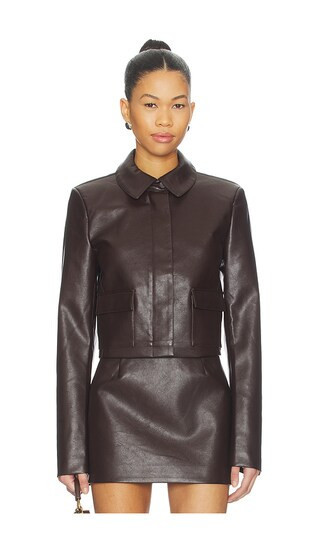 ALL THE WAYS Bleeker Faux Leather Jacket in Chocolate. - size M | Revolve Clothing (Global)
