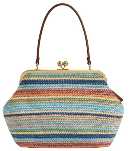 Kiss-lock Straw Hobo for Women Large Straw Beach Shoulder Bag Tote Purse Satchel | Amazon (US)