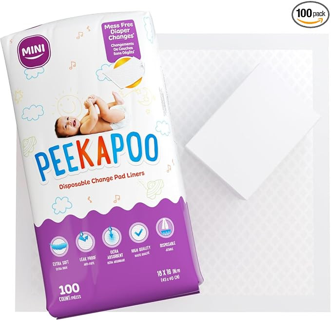 Peekapoo Disposable Changing Pads for Baby - 100 Pack - 18 x 16 Inches - Waterproof Absorbent Cha... | Amazon (US)