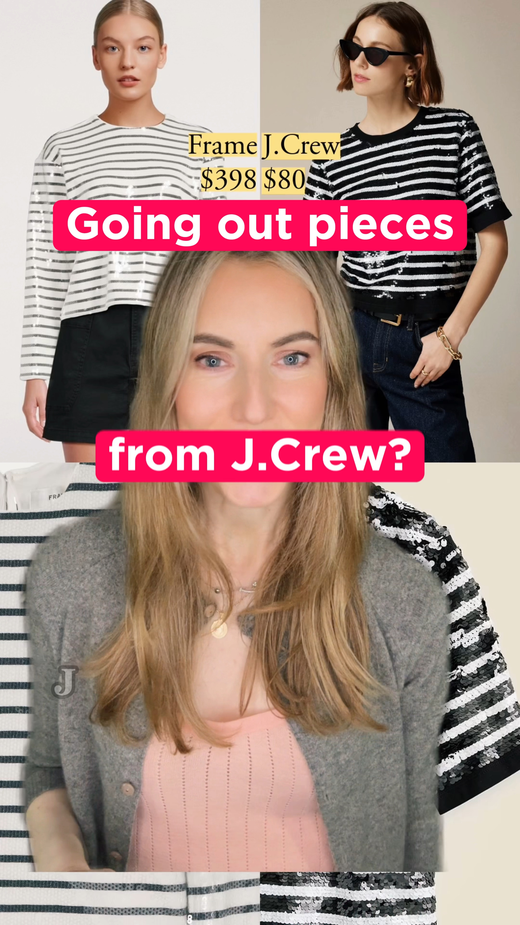 J.Crew is welcoming fall by giving us a lot of going out options. How smart – they’re so easily layered, so they’re transitional by default.

Items covered
1. Sequin-embellished T-shirt in stripe
2. Collection sheer sequin tank top
3. Bungalow popover top
4. Camisole top in refined rib
5. Pointelle sweater-tank
6. Fine rib lace-trim tank

I have been looking for a pointelle tank since the one I have is very old and showing it (it’s from Club Monaco, and I’m wearing it in the video). I prefer it instead of a plain tank with a causal bottom like denim – it’s an easy way to add some dressiness while wearing something that requires no ironing.

I also like to wear it in place of a nude slip with a low cut sweater or a sheer linen. Yes, it shows through, but it looks intentional because it’s more substantial.

#LTKFindsUnder100 #LTKParties #LTKVideo