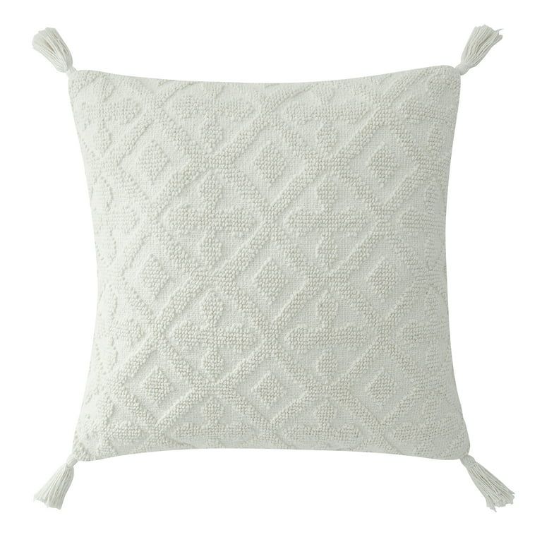 My Texas House Sutton Cotton Tufted Decorative Pillow, 20"x20", Coconut Milk | Walmart (US)