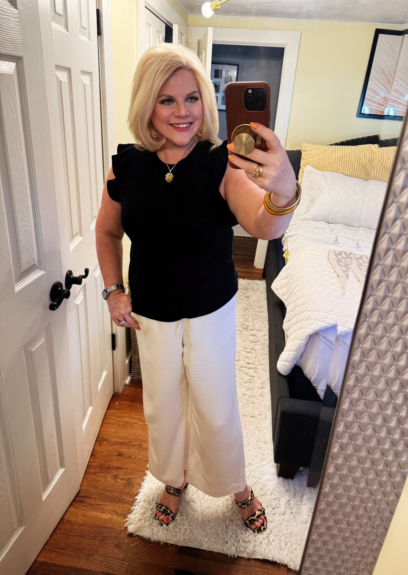 These pants are from Target. However, they are an EXACT dupe of the Aritzia ones.
I saw on the review section that some people say that they shrink in the dryer.
I let these air dry and they are perfect. They are a fraction of the cost and are IDENTICAL!

Spring outfits, date night outfits, summer vacation, business casual, sandals, neutrals .

#LTKdayinmylife #LTKootd #LTKOver40